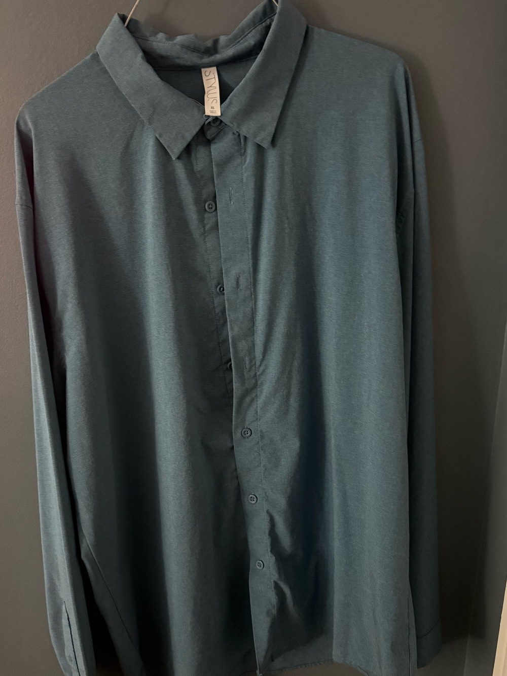 STYLUS Men's Long-Sleeve Button-Up Shirt - Teal Green